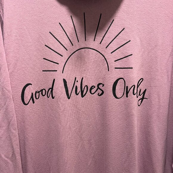 Woman's XL SERRA Pull on "Good Vibes On Mock Turtle Sweatshirt- Long Knee Length - Picture 4 of 7